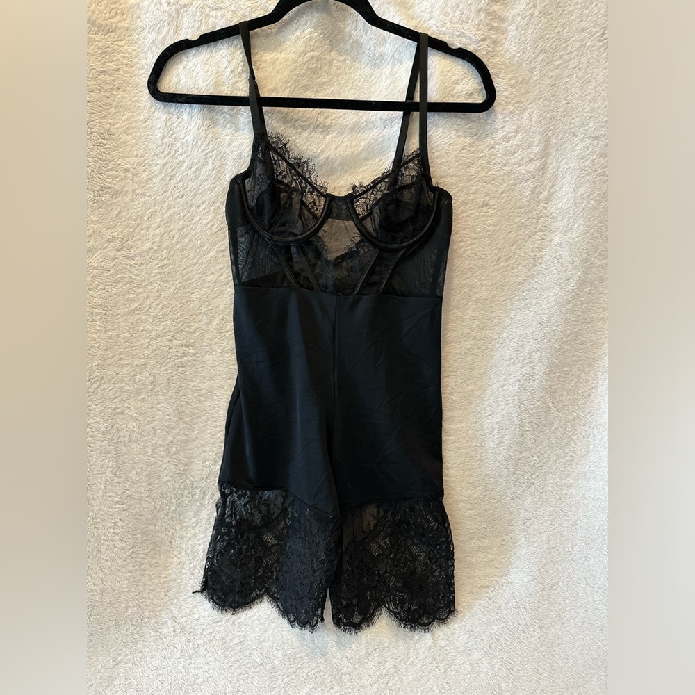 Black Lace Bustier Romper